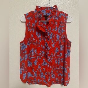 Ann Taylor | Ruffled Pintucked Sleeveless Popover | Medium